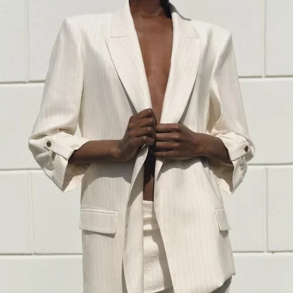 ZARA BLAZER WITH ROLLED-UP SLEEVES - Picture 2 of 8